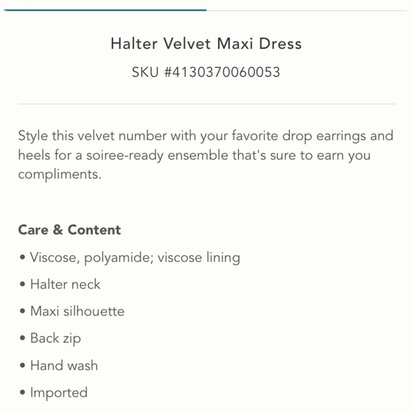 Anthropologie NWT Halter Velvet Maxi Dress Size XL. - Picture 5 of 13